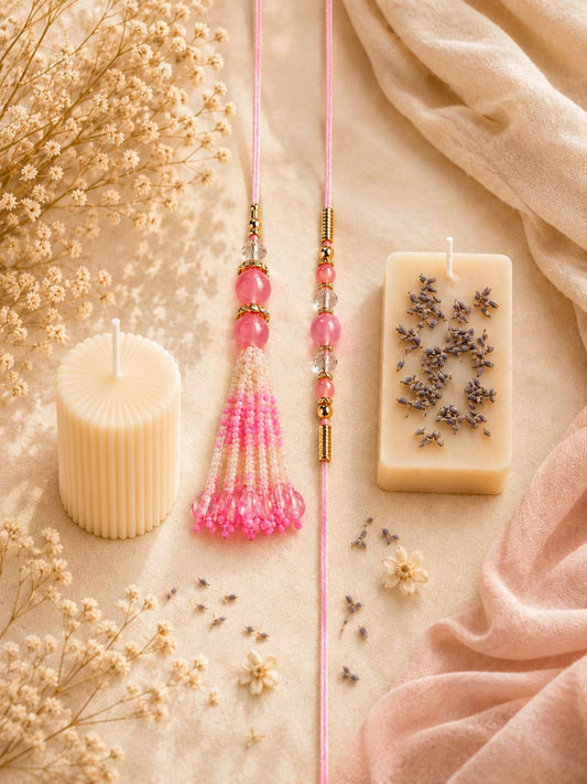 Pink Bhaiya Bhabhi Rakhi with Candle