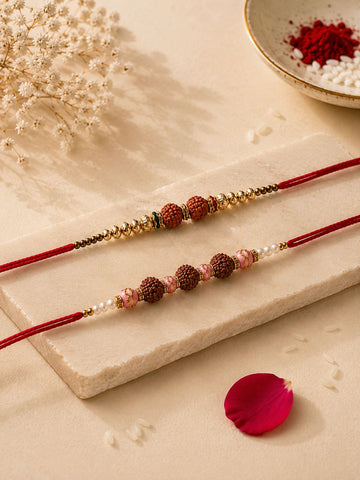 Premium Handcrafted Set of 2 Rudraksh Rakhi