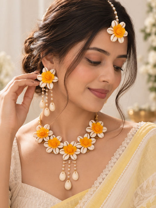 Yellow Shell Flower Jewelry
