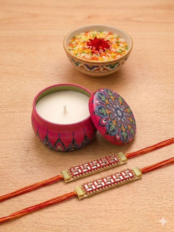 Set of 2 Sathiya Rakhi with Candle