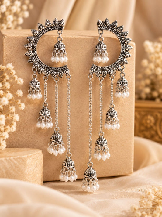 Earcuff Silver Oxidised Earring