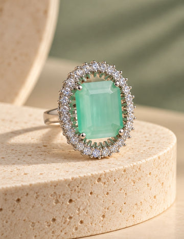 Mint Green Halo Statement Ring