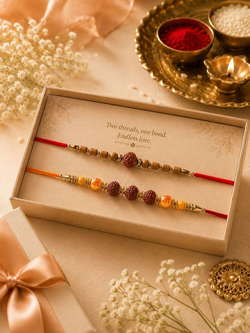 Premium Handcrafted Set of 2 Rudraksh Rakhi