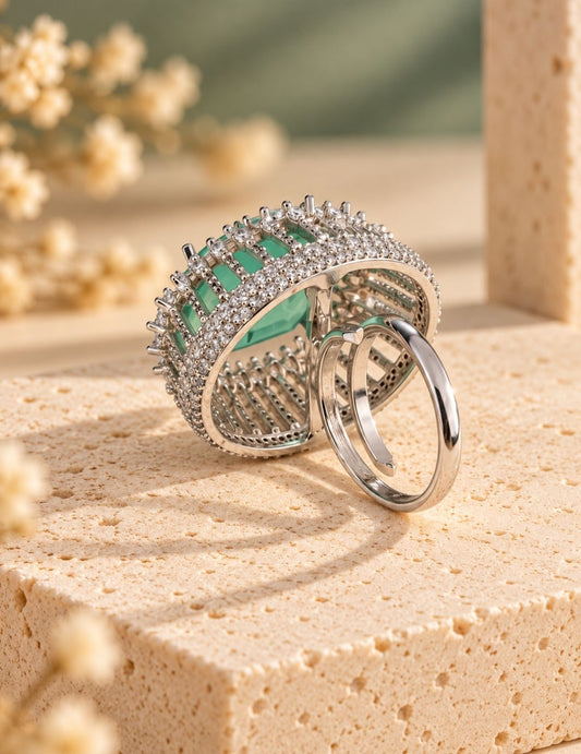 Mint Green Halo Statement Ring