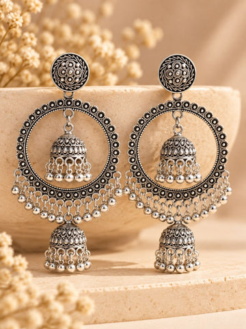 Chandbali SIlver Oxidised Earring