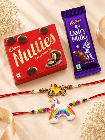 2 Kid Rakhi Set with 2 Chocolate