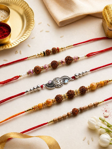 5 Rudraksh Rakhi Combo