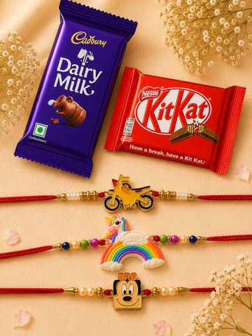 3 Kid Rakhi Combo With Chocolate