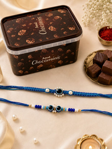 2 Evil Eye Rakhi with Chocolate