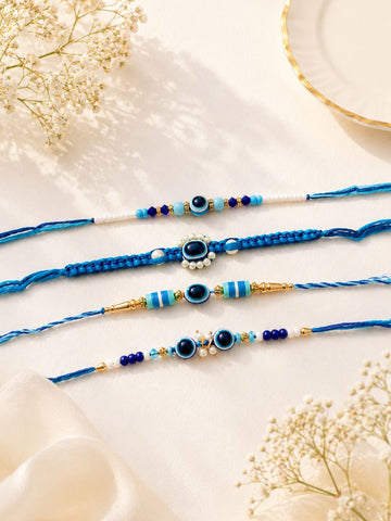 4 Evil Eye Rakhi Combo Set