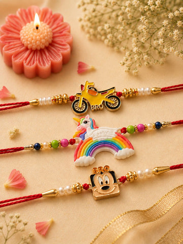 3 Kid Rakhi Combo with Candle