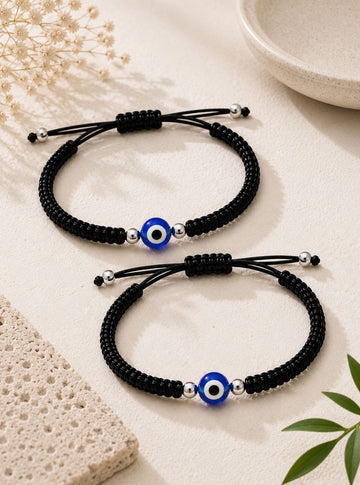 Handmade Adjustable Black Evil Eye Anklet