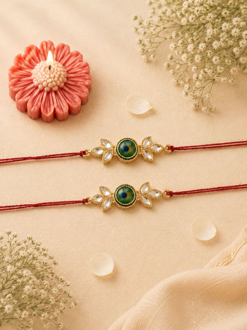 Set of 2 Morpankh Bhaiya Rakhi With Candle