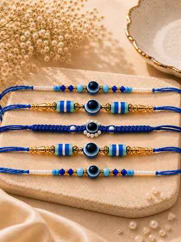 Set of 5 Evil Eye Rakhi