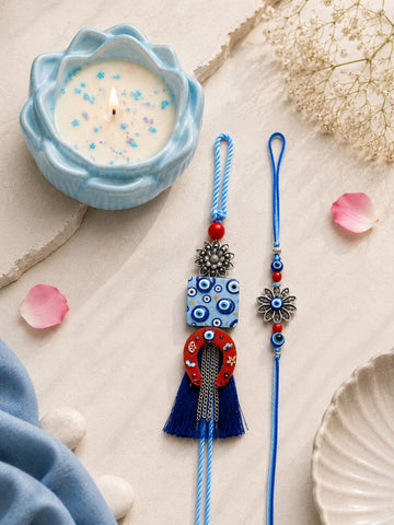 Peacock Bhaiya Bhabhi Rakhi with Candle