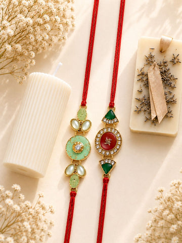 2 Bhaiya Rakhi Set with Candle