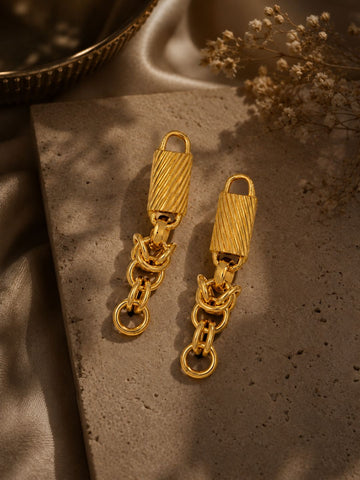 Ethnic Gold Plated Dangler Earrings For Women
