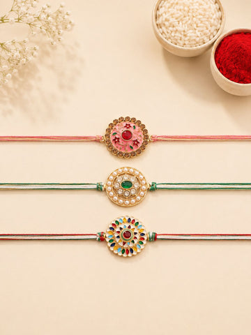 Set of 3 Kundan Rakhi