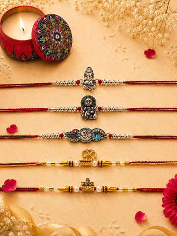 Set of 5 Rakhi Set with Candle