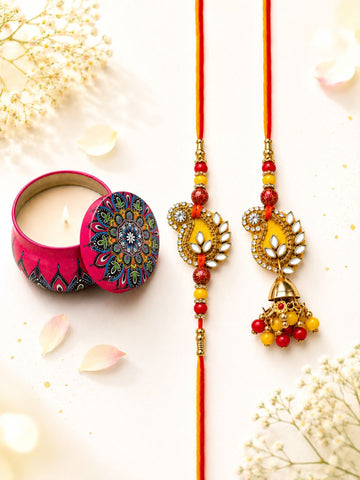 Red Bhaiya Bhabhi Rakhi with Candle