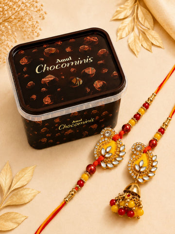 Red Bhaiya Bhabhi Rakhi with Chocolate