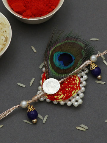 925 Silver coin Kanhiya Thread Rakhi