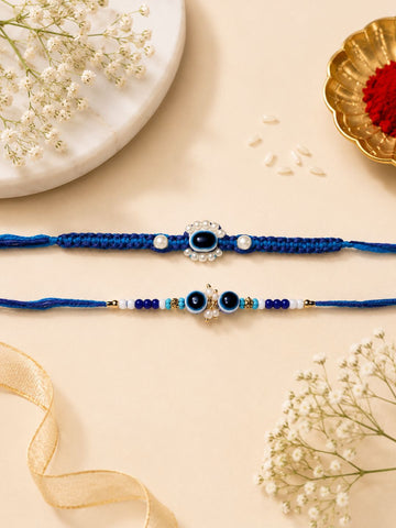2 Evil Eye Rakhi Combo Set