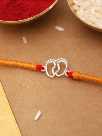 925 Silver Kid Footprint Thread Rakhi