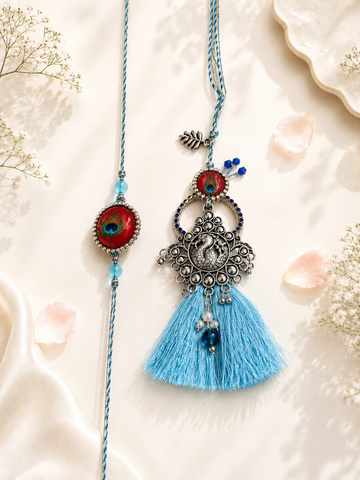 Blue Bhaiya Bhabhi Rakhi Set