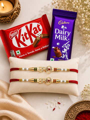 Set of 2 Bro Rakhi with 2 Chocolate