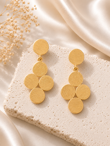 Gold-Plated Round Shape Dangle Earrings