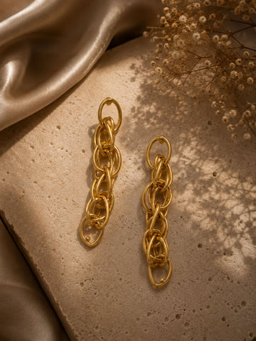 Gold Plated Stylish Drop Earrings