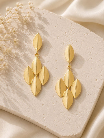Leaf Shape Gold-Plated Earrings