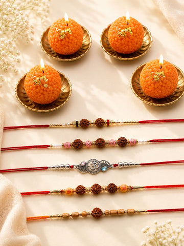 5 Rudraksh Rakhi with Candle