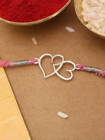 925 Silver Heart Thread Rakhi