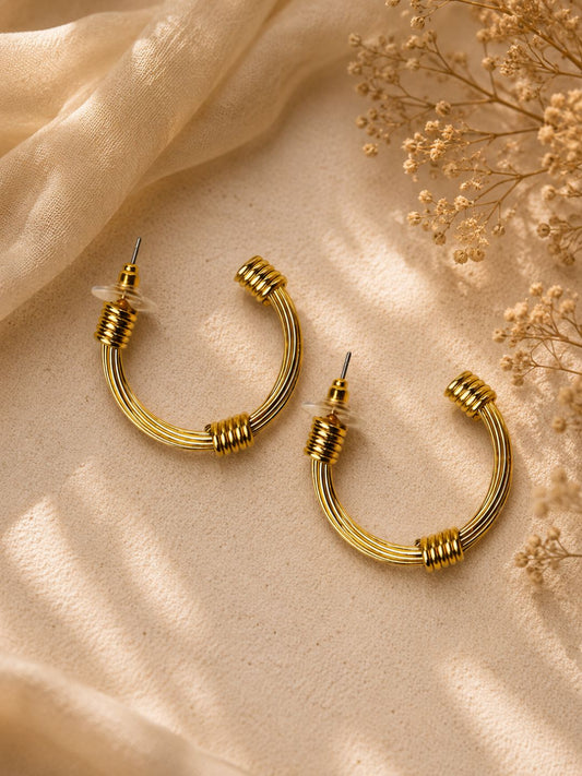 Demifine Gold Plated Round Hoop Earring