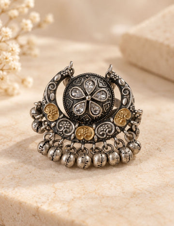 Antique Silver Floral Statement Ring