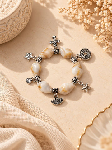 Ivory Beaded Charm Bracelet