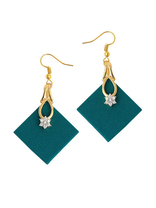 Teal Cubic Zirconia Drop Earrings