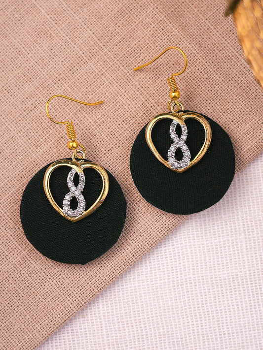 Black Infinity Round Earrings
