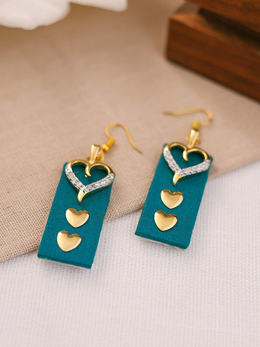 Teal Heart-Shaped Earrings