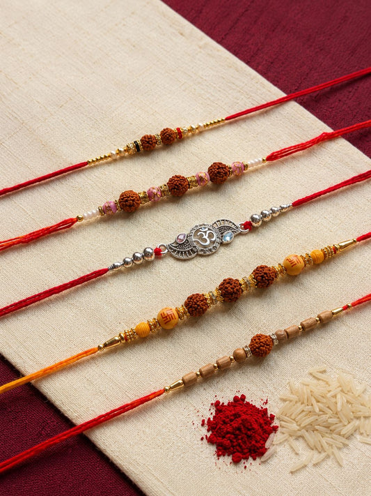 5 Rudraksh Rakhi Combo