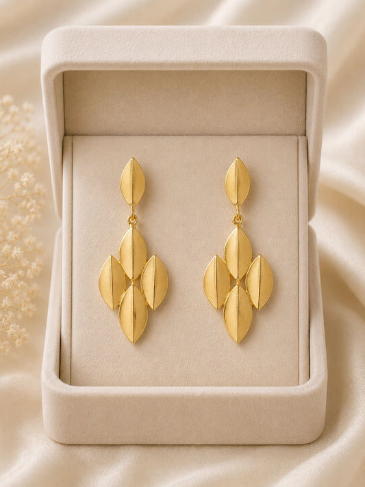 Leaf Shape Gold-Plated Earrings
