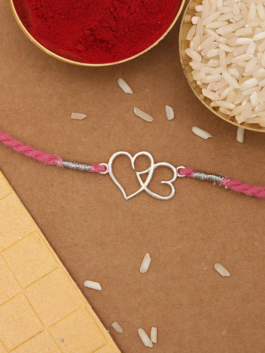 925 Silver Heart Thread Rakhi