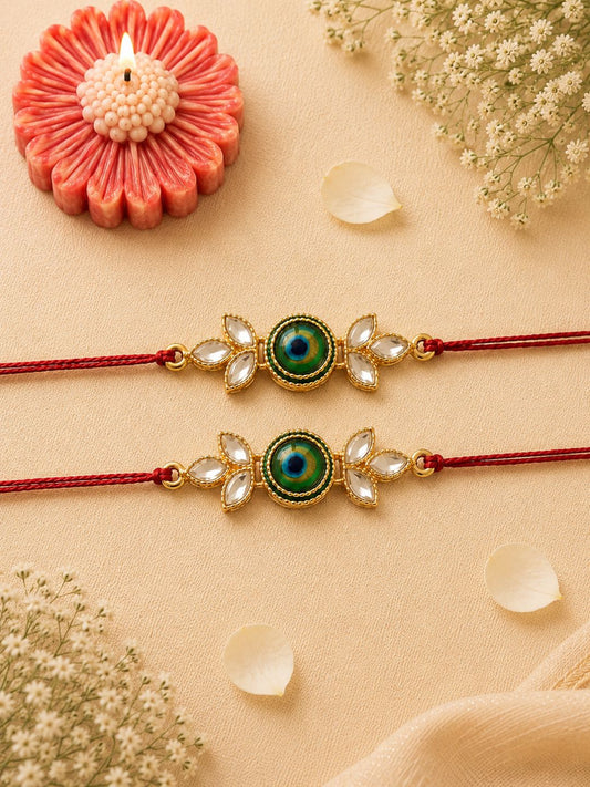 Set of 2 Morpankh Bhaiya Rakhi With Candle