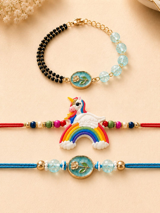 Designer Family Rakhi Trio Gift Set