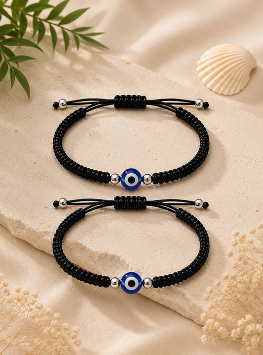 Handmade Adjustable Black Evil Eye Anklet