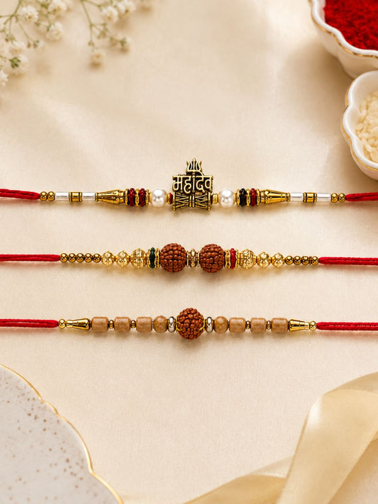 Premium Handcrafted Set of 5 Rudraksh Rakhi