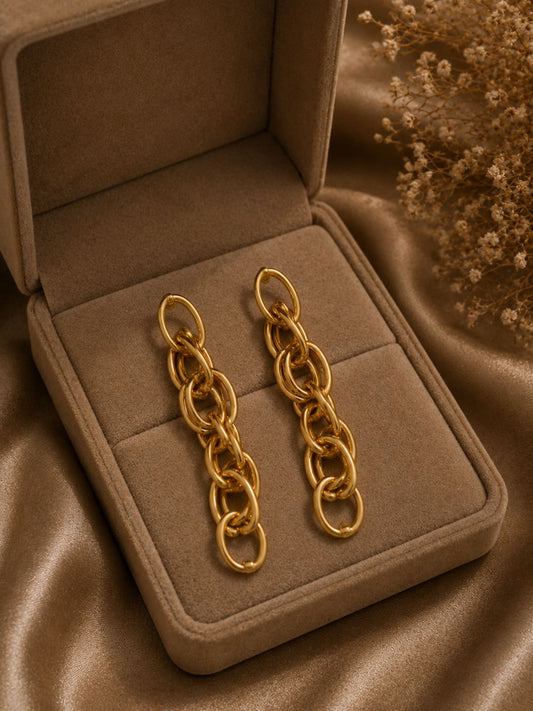 Gold Plated Stylish Drop Earrings