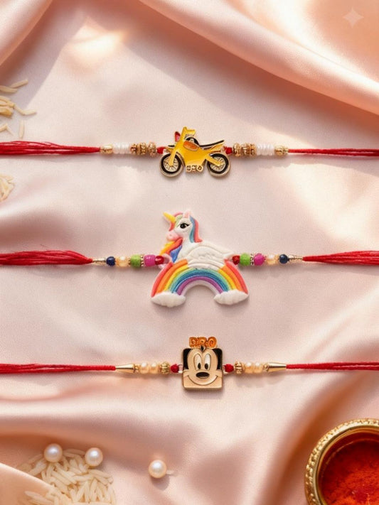 3 Kid Rakhi Combo Set